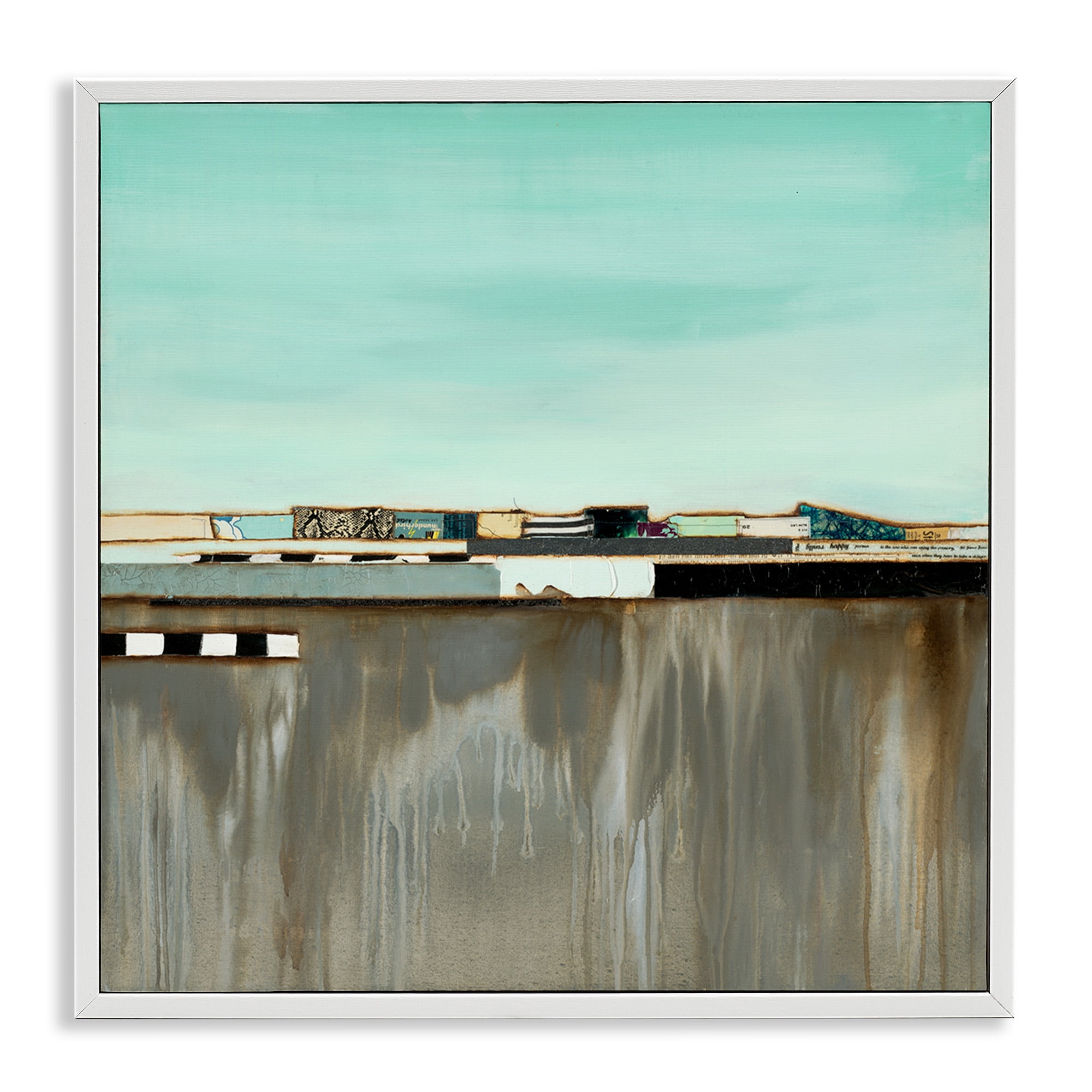 Stupell Industries Unique Urban Landscape Collage Abstract Painting White Framed Art Print Wall Art, 24 x 24