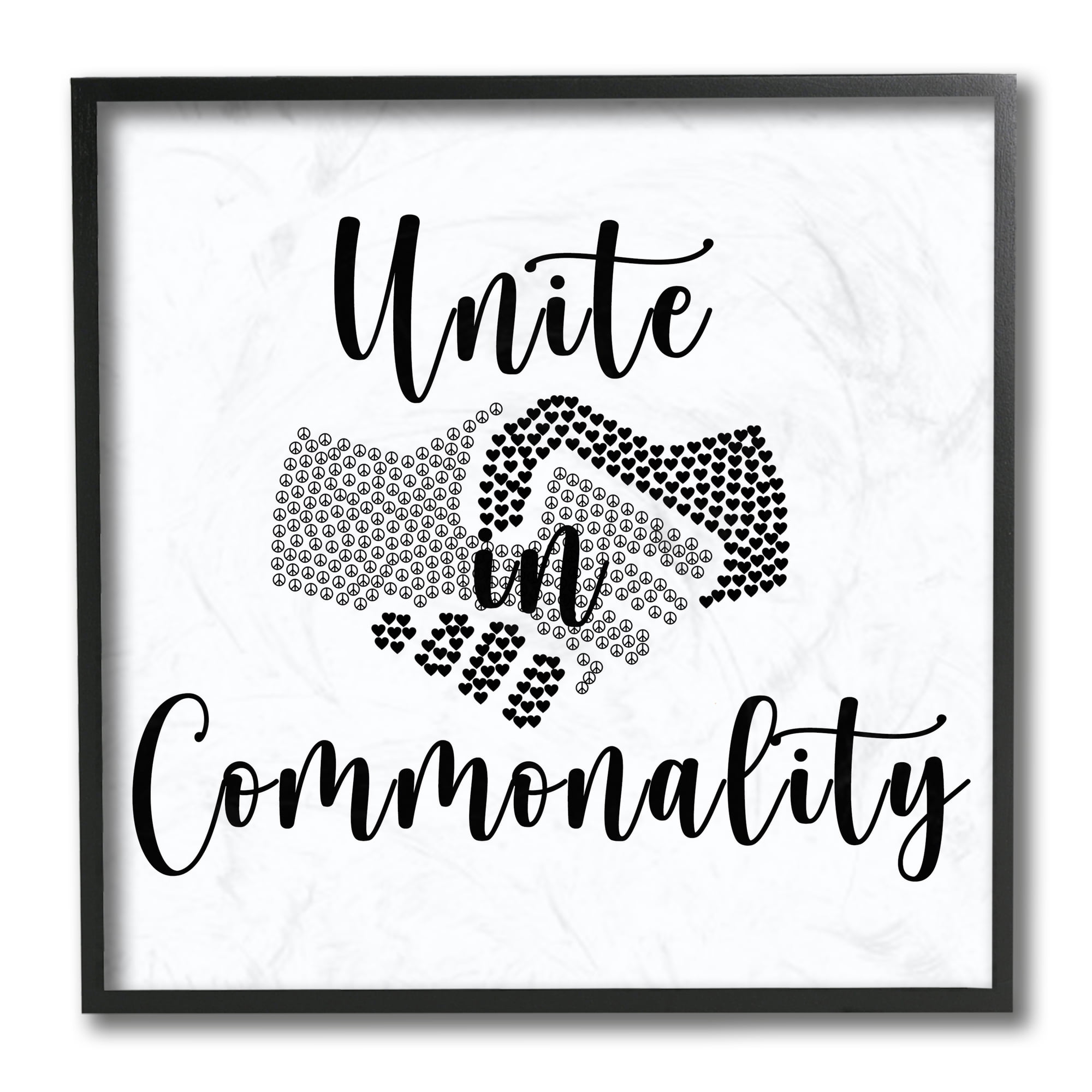 Stupell Industries Unite in Commonality Phrase Equality Handshake Typography Painting Black Framed Art Print Wall Art, 12 x 12