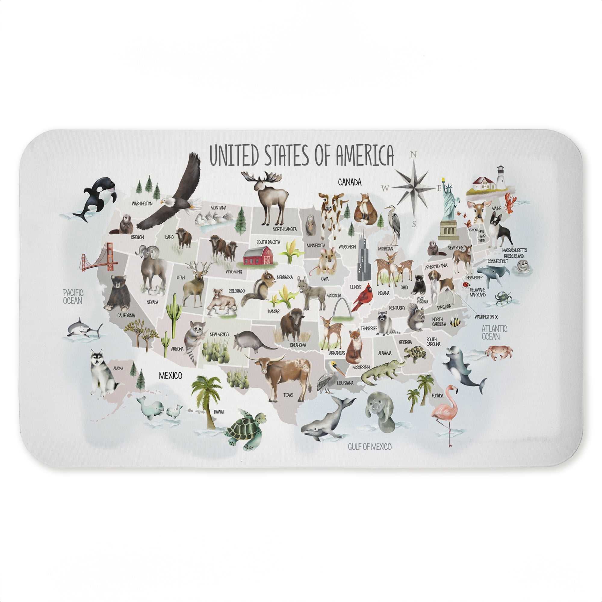 Stupell Industries United States Animal Locations Printed Anti-Fatigue Floor Mat, design by Studio Q