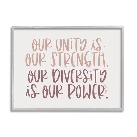 Stupell Industries Unity is Strength Diversity is Power Motivational Phrase, 30 x 24, Design by Lux + Me Designs