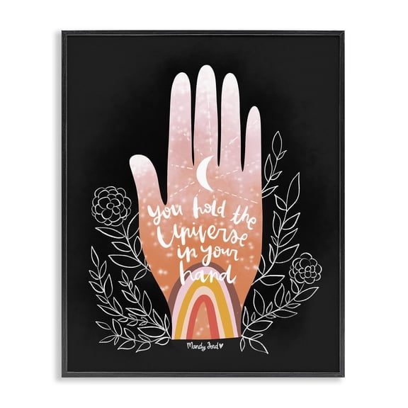 Stupell Industries Universe In Your Hand Quotes and Sayings Painting Black Framed Art Print Wall Art, 11 x 14