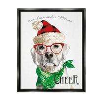 Stupell Industries Unleash The Cheer Holiday Dog Graphic Art Jet Black Floating Framed Canvas Print Wall Art, Design by Livi Finn