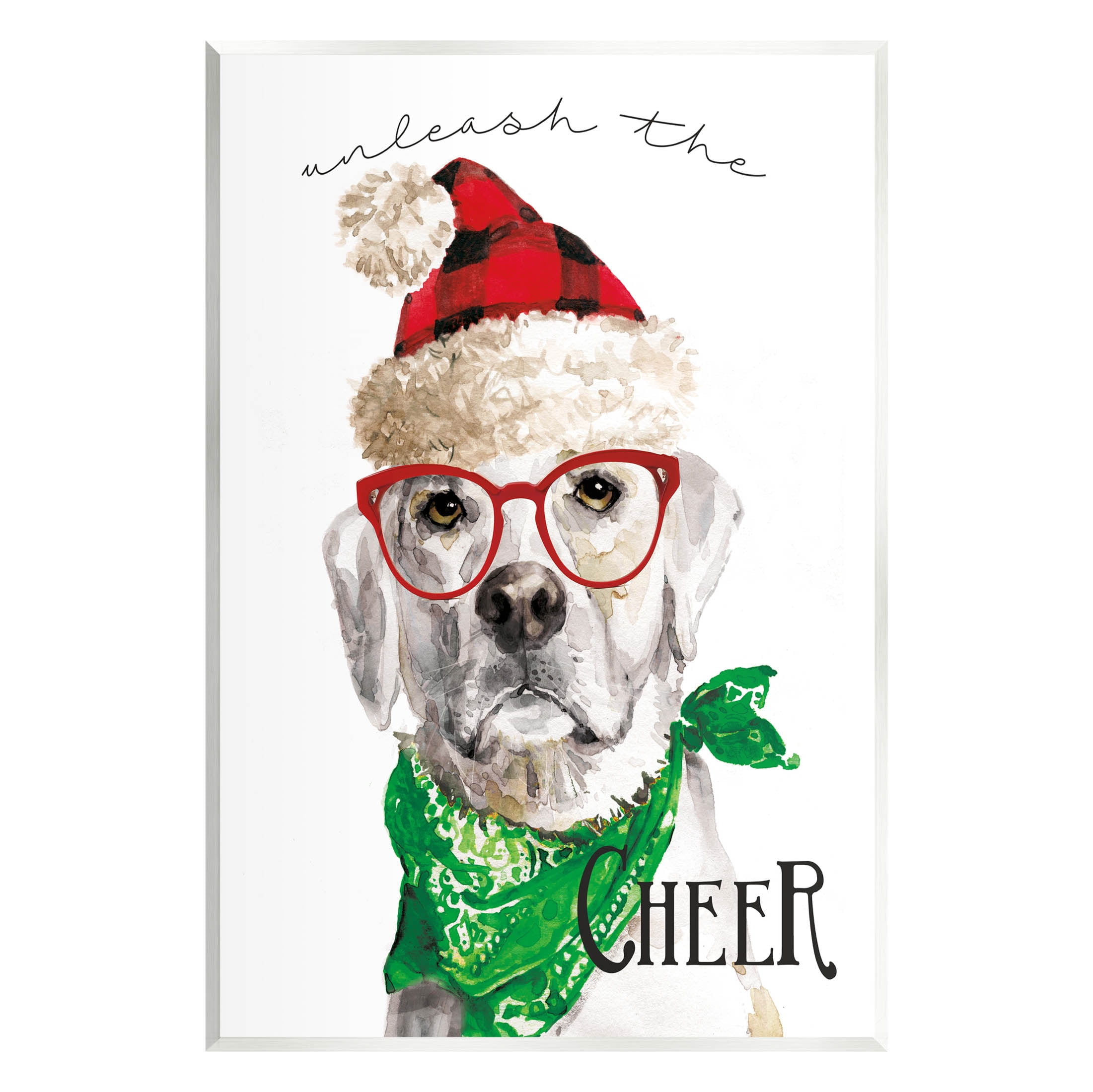 Stupell Industries Unleash The Cheer Holiday Dog Graphic Art Unframed Art Print Wall Art, Design by Livi Finn