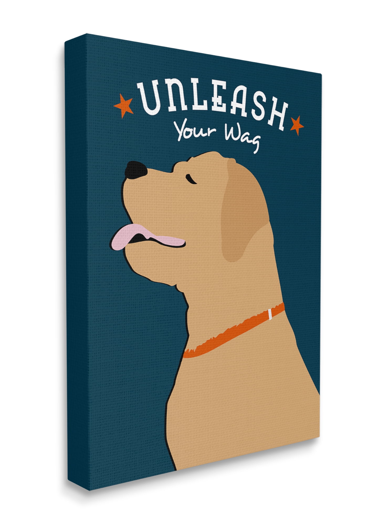 Stupell Industries Unleash Your Wag Phrase Golden Labrador Dog Canvas Wall Art, 36 x 48, Design by Ginger Oliphant