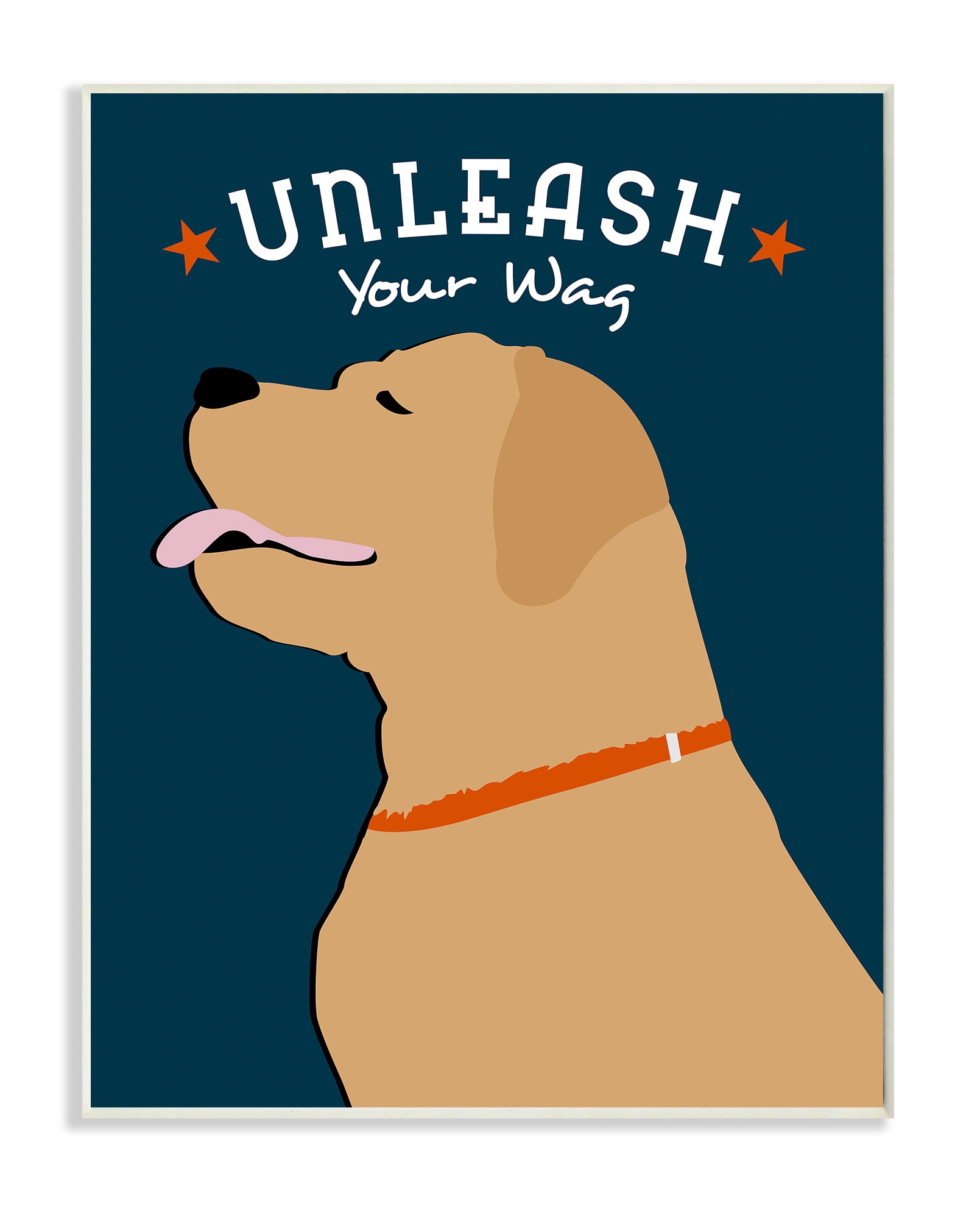 Stupell Industries Unleash Your Wag Phrase Golden Labrador Dog Wall Plaque, 13 x 19, Design by Ginger Oliphant