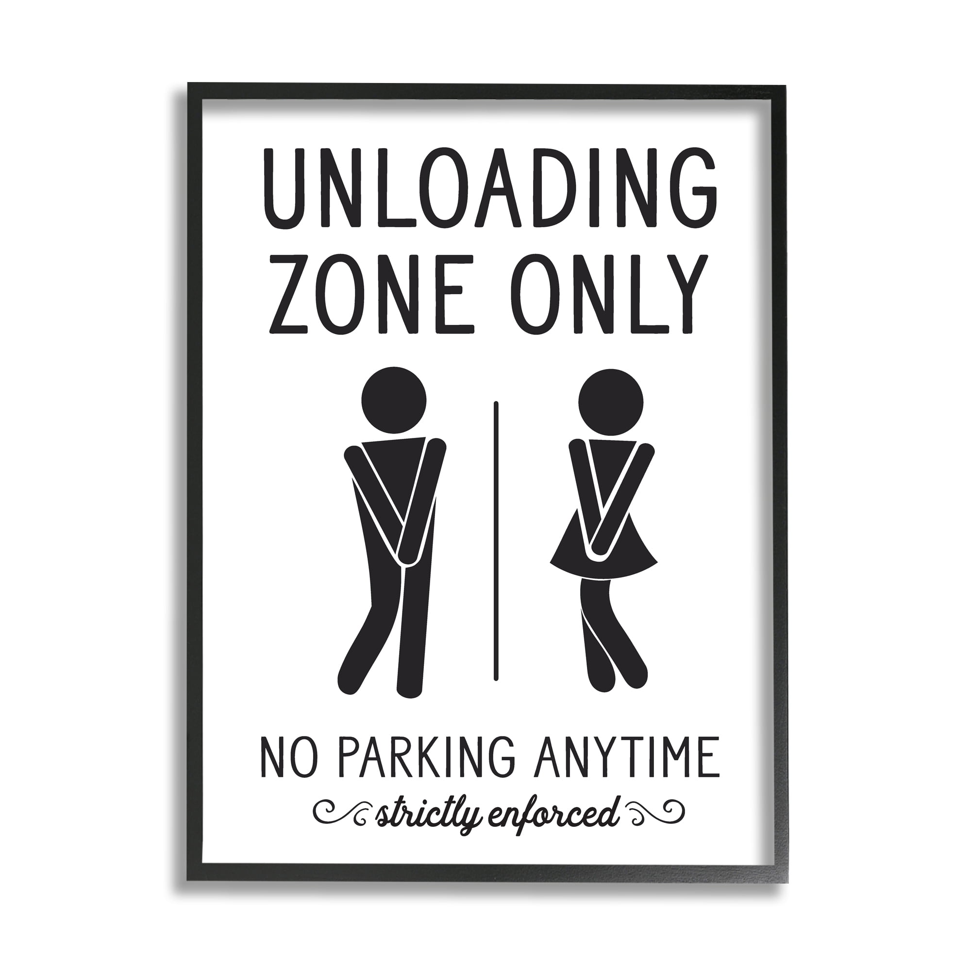 Stupell Industries Unloading Zone Witty Bathroom Symbols Casual Sign Graphic Art Black Framed Art Print Wall Art, Design by Lettered and Lined