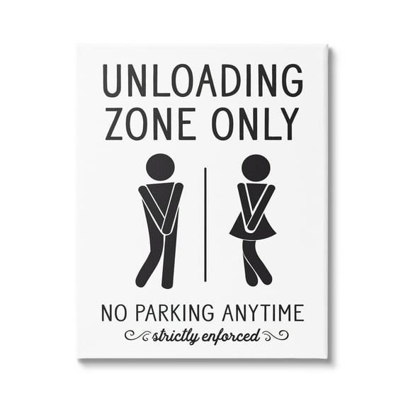 Stupell Industries Unloading Zone Witty Bathroom Symbols Casual Sign Graphic Art Gallery Wrapped Canvas Print Wall Art, Design by Lettered and Lined