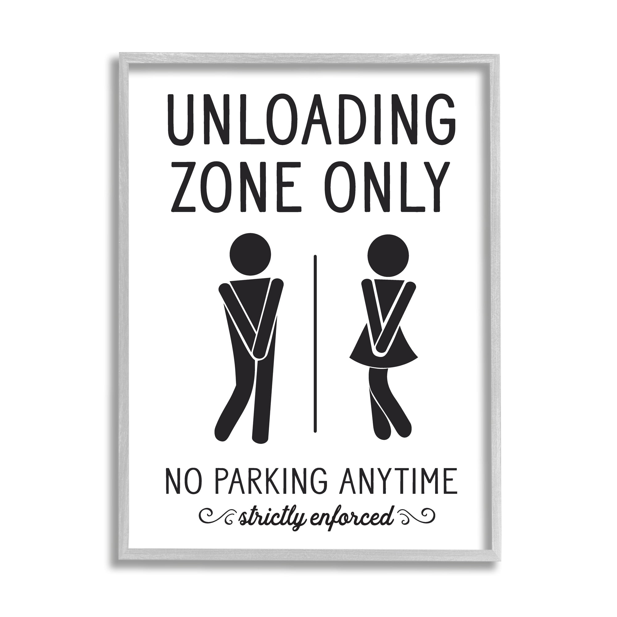 Stupell Industries Unloading Zone Witty Bathroom Symbols Casual Sign Graphic Art Gray Framed Art Print Wall Art, Design by Lettered and Lined
