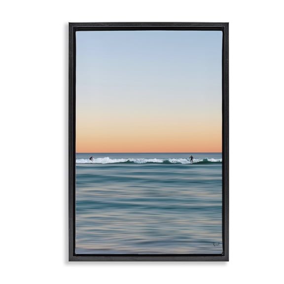 Stupell Industries Unrivalled Surfers Catching Waves Black Framed Floater Canvas Wall Art design by Renel Peters, 31 x 21