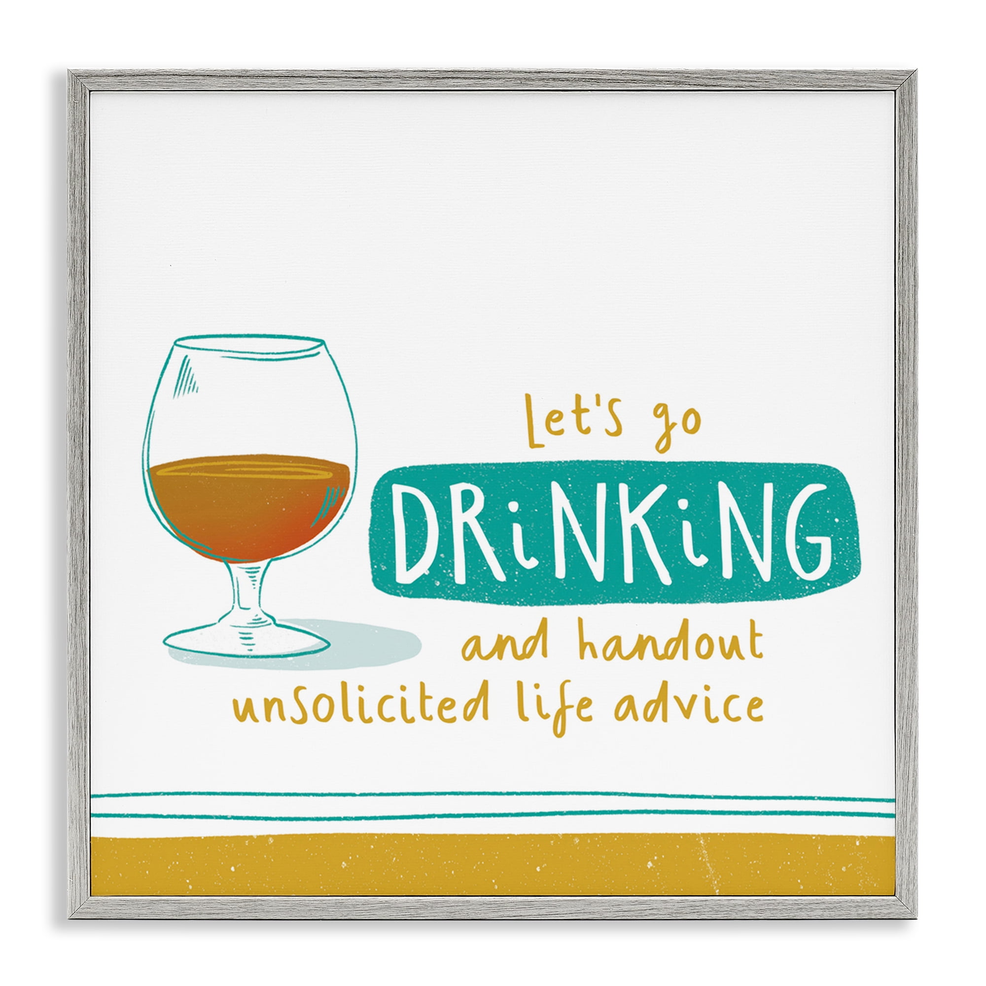 Stupell Industries Unsolicited Life Advice Food & Beverage Painting Gray Framed Art Print Wall Art, 17 x 17
