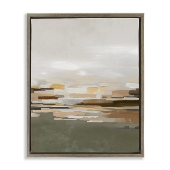 Stupell Industries Unusual With Green Abstraction Brown Framed Floater Canvas Wall Art design by Emma Peal, 21 x 17
