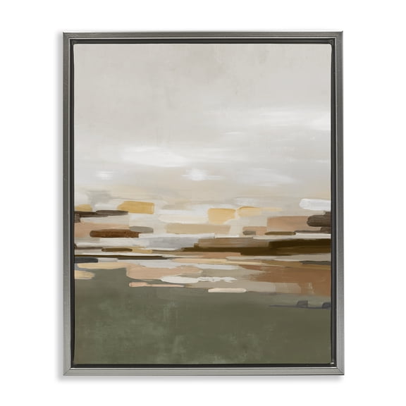 Stupell Industries Unusual With Green Abstraction Gray Framed Floater Canvas Wall Art design by Emma Peal, 21 x 17