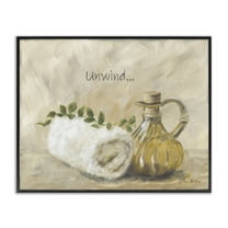 Stupell Industries Unwind Bath Towel Black Framed Giclee Art design by Pam Britton, 11 x 14