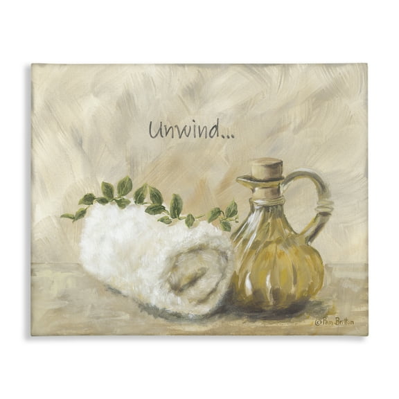 Stupell Industries Unwind Bath Towel Canvas Wall Art design by Pam Britton, 36 x 48