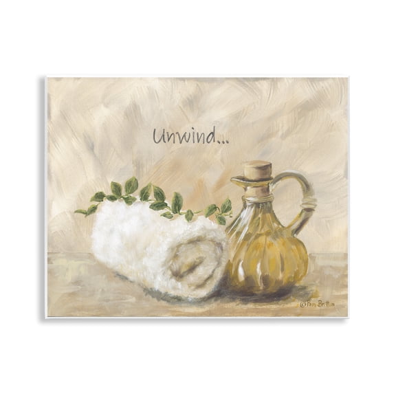 Stupell Industries Unwind Bath Towel Wall Plaque Art design by Pam Britton, 11 x 14