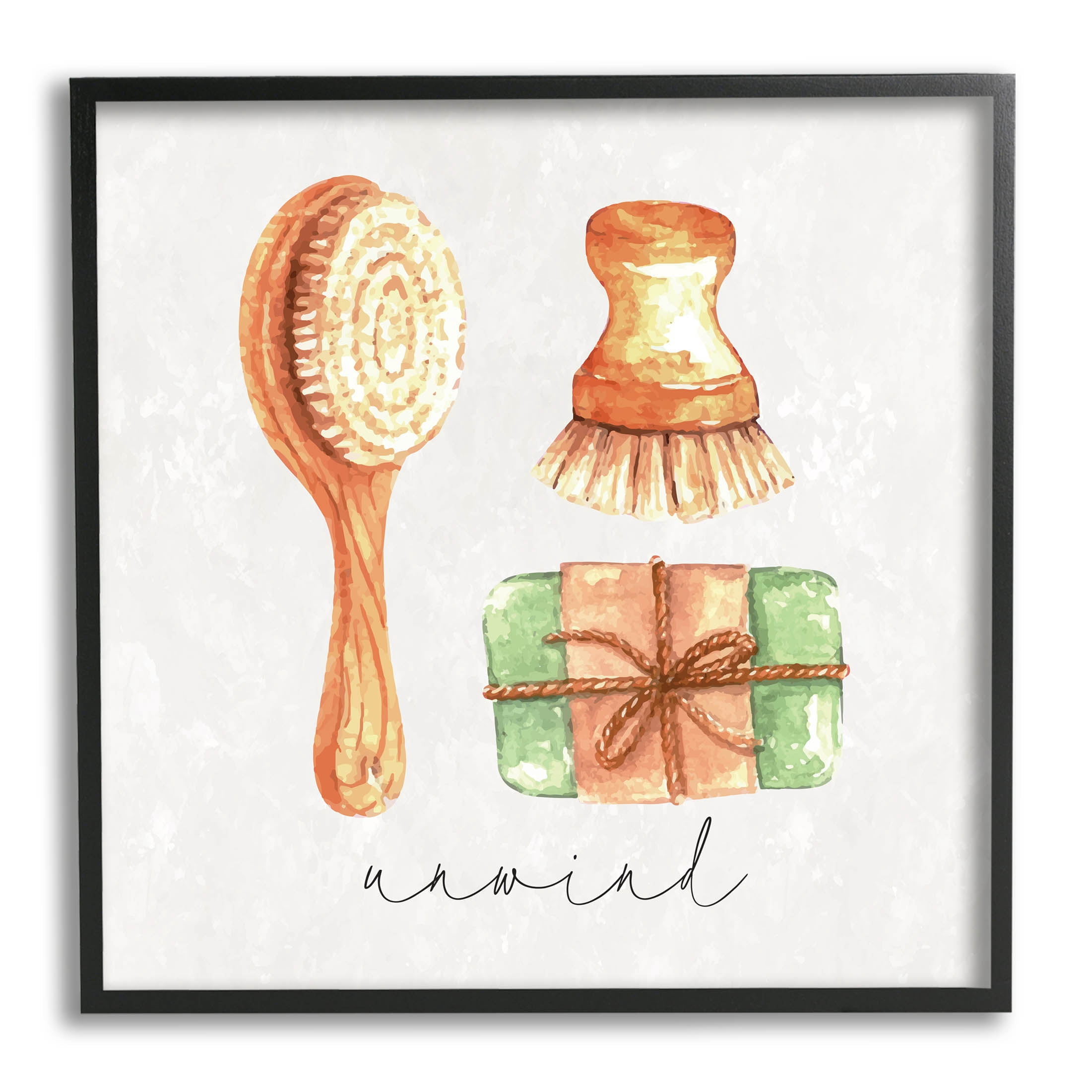 Stupell Industries Unwind Phrase Bath Spa Graphic Art Black Framed Art Print Wall Art, Design by ND Art