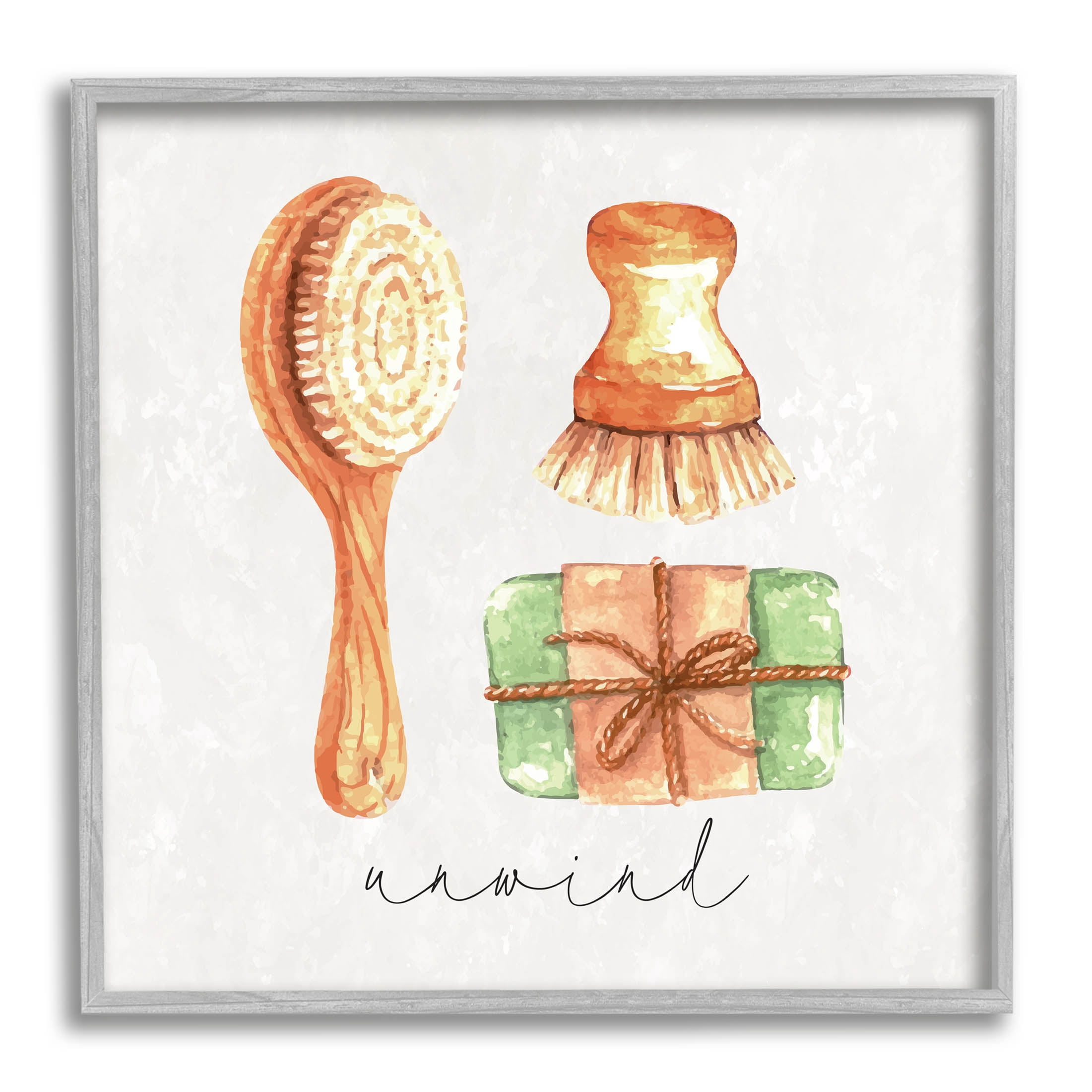 Stupell Industries Unwind Phrase Bath Spa Graphic Art Gray Framed Art Print Wall Art, Design by ND Art