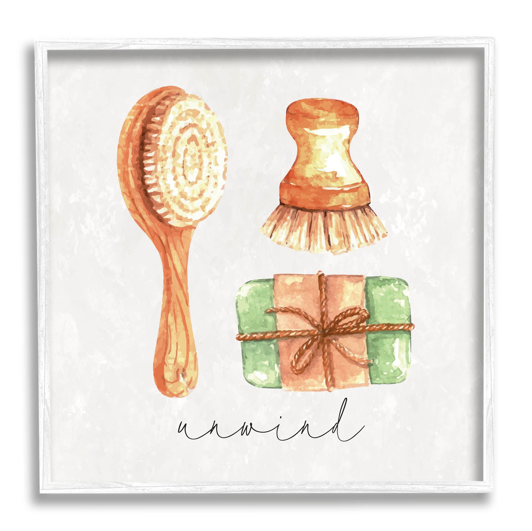 Stupell Industries Unwind Phrase Bath Spa Graphic Art White Framed Art Print Wall Art, Design by ND Art