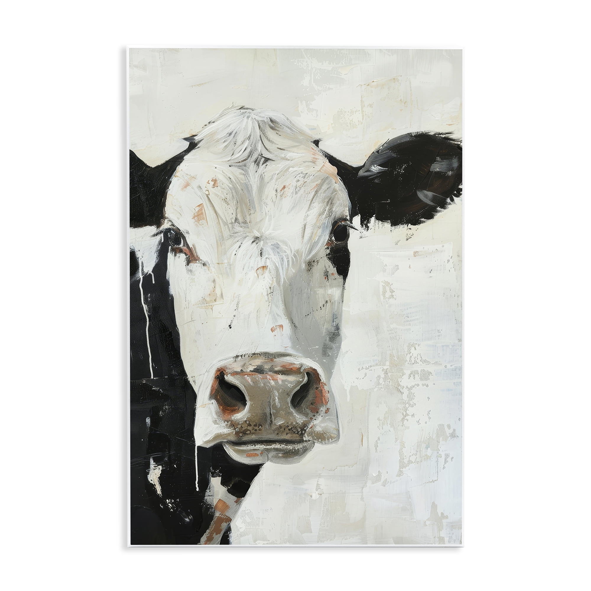 Stupell Industries Up Close Cow Animals & Insects Painting Unframed Art Print Wall Art, 13 x 19