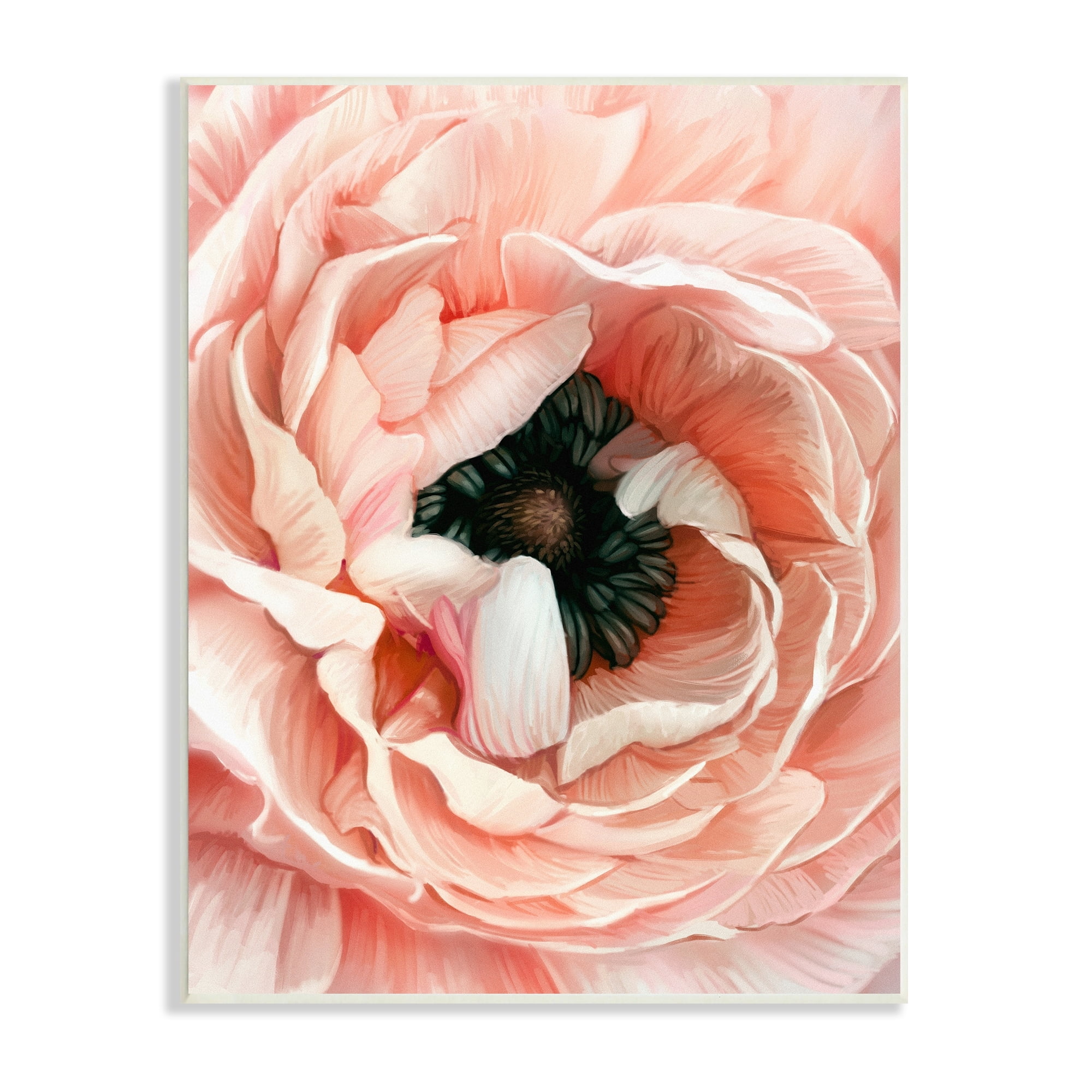 Stupell Industries Up Close Pink Peony Intricate Sunlit Petals Painting Unframed Art Print Wall Art, Design by Ziwei Li