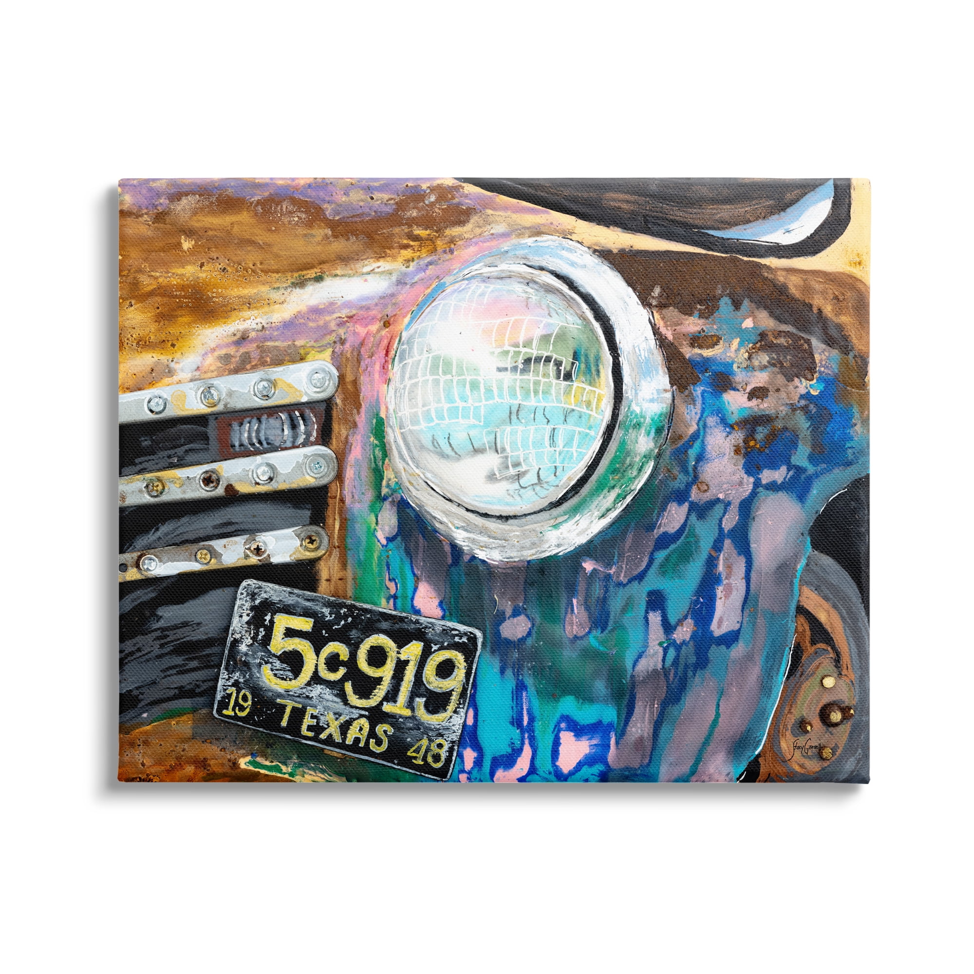 Stupell Industries Up-Close Texas Car Headlight Modern Street Style Painting Gallery Wrapped Canvas Print Wall Art, Design by Stacy Gresell