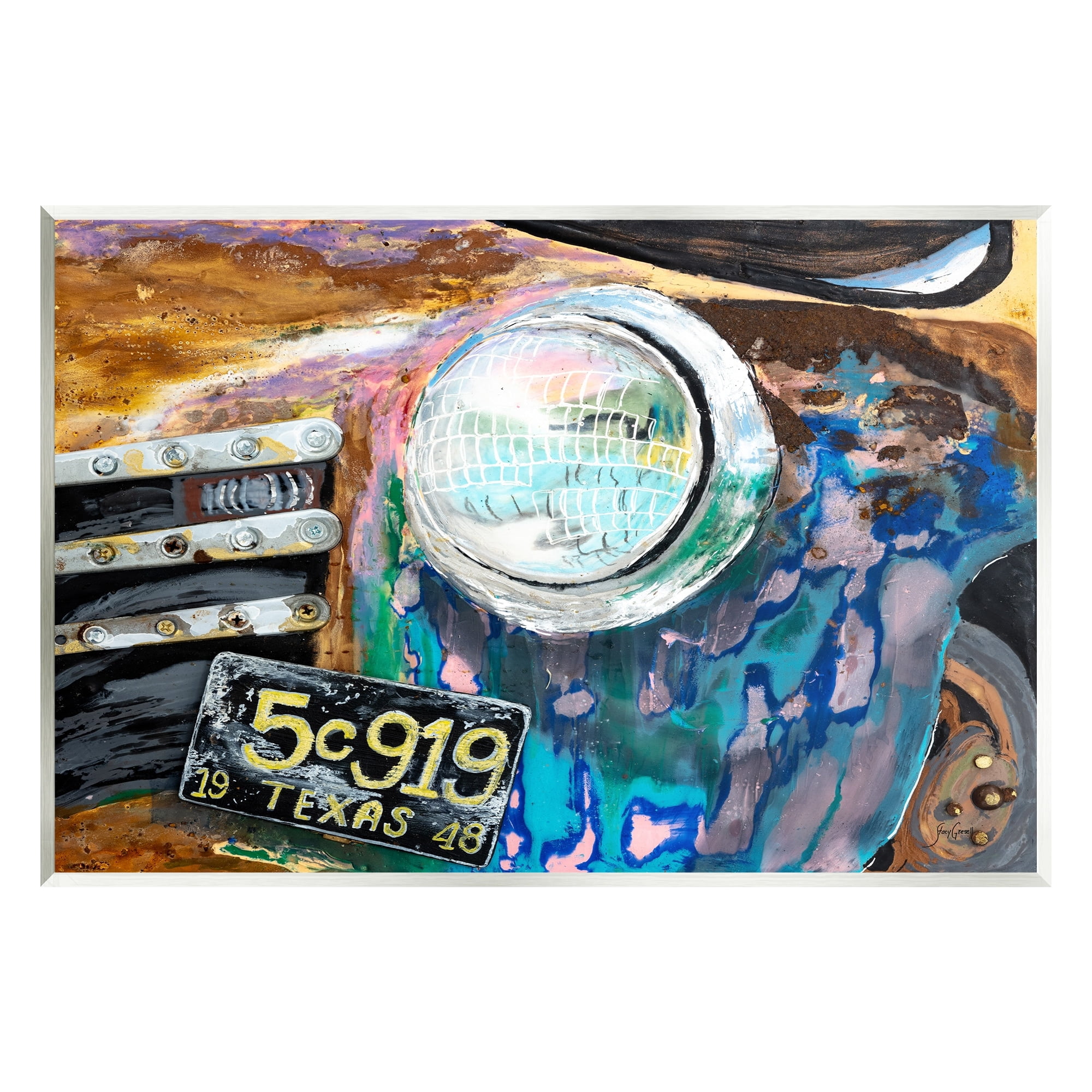 Stupell Industries Up-Close Texas Car Headlight Modern Street Style Painting Unframed Art Print Wall Art, Design by Stacy Gresell