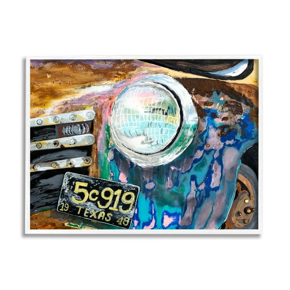 Stupell Industries Up-Close Texas Car Headlight Modern Street Style Painting White Framed Art Print Wall Art, Design by Stacy Gresell