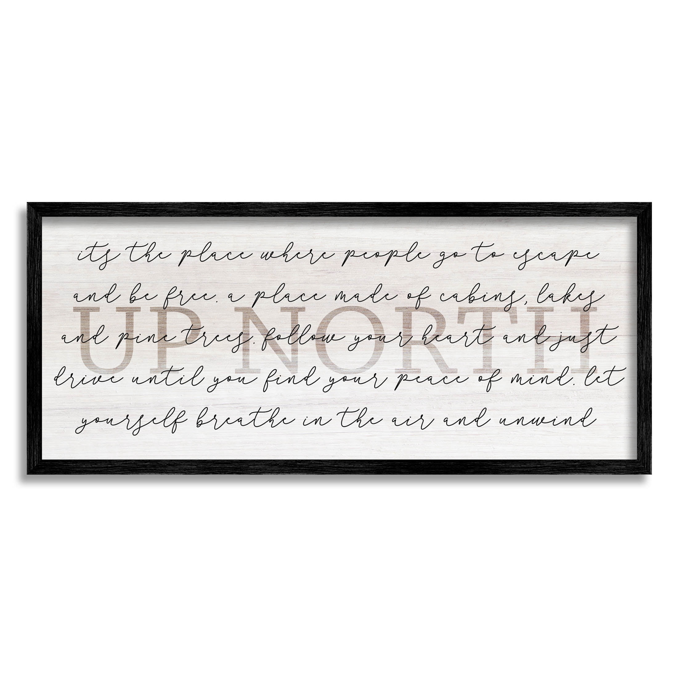 Stupell Industries Up North Cabin Phrase Graphic Art Black Framed Art Print Wall Art, Design by Lil' Rue