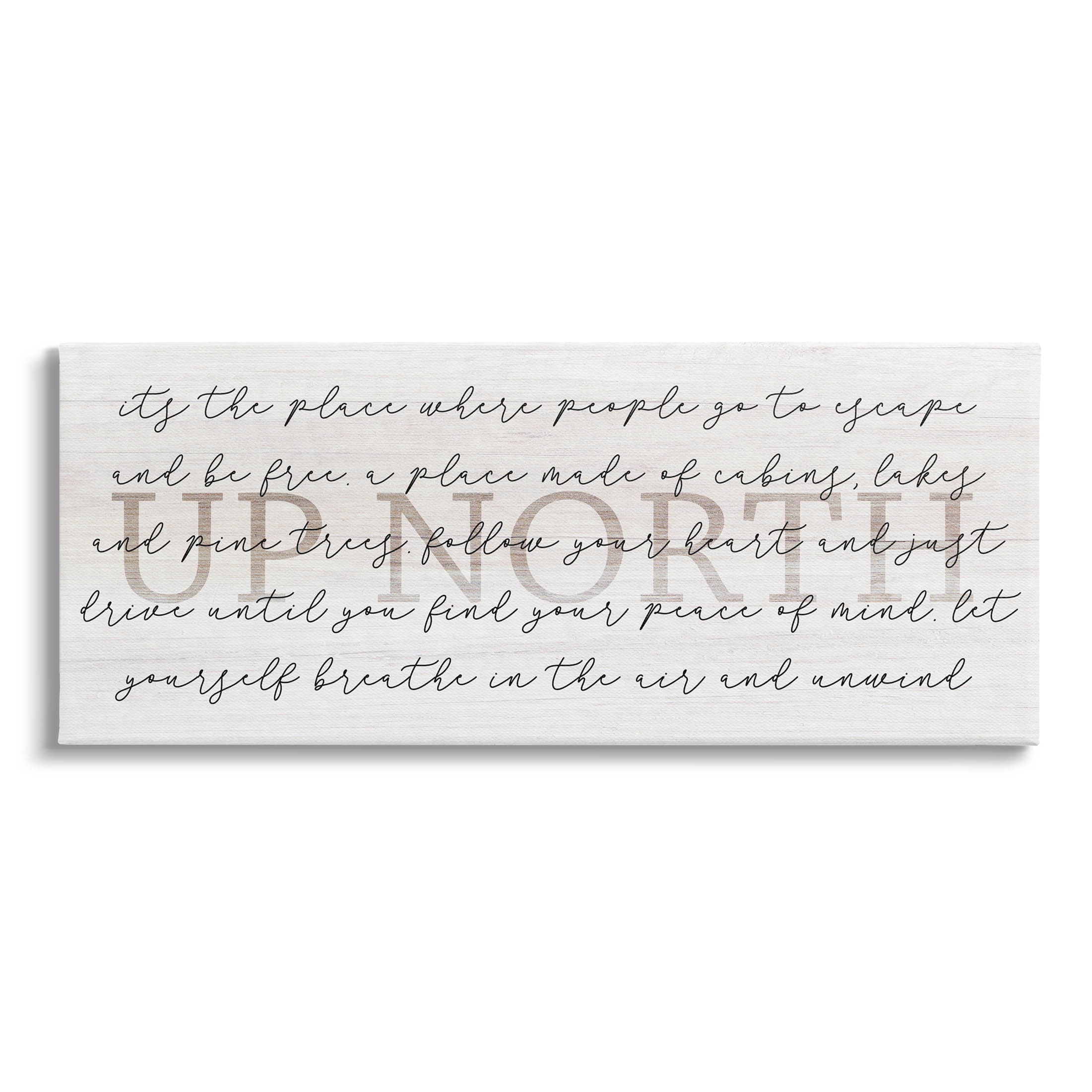 Stupell Industries Up North Cabin Phrase Graphic Art Gallery Wrapped Canvas Print Wall Art, Design by Lil' Rue