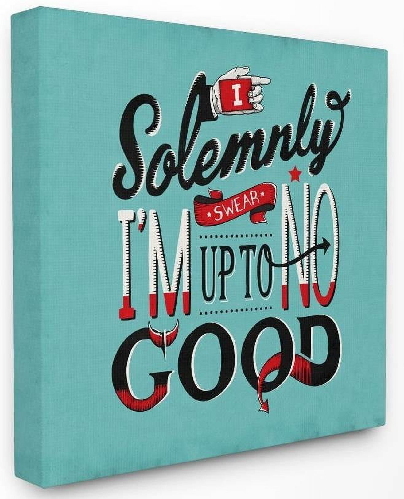 Stupell Industries Up To No Good Funny Vintage Comic Book Word Design Canvas Wall Art by Ester Kay