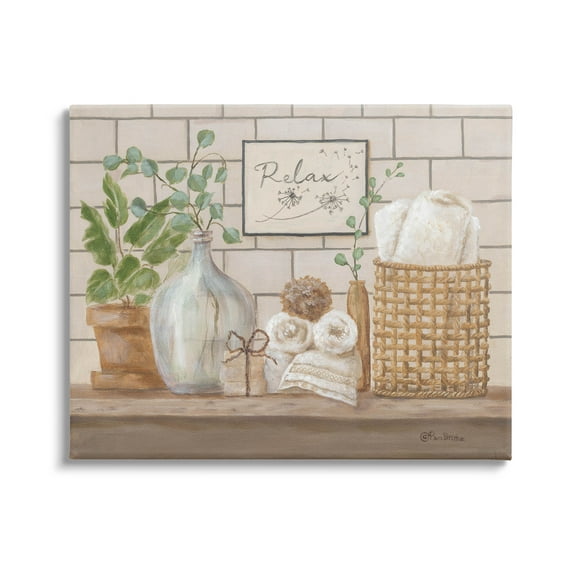 Stupell Industries Uplifting Bathroom Spa Relax Scene Painting Gallery Wrapped Canvas Print Wall Art, Design by Pam Britton