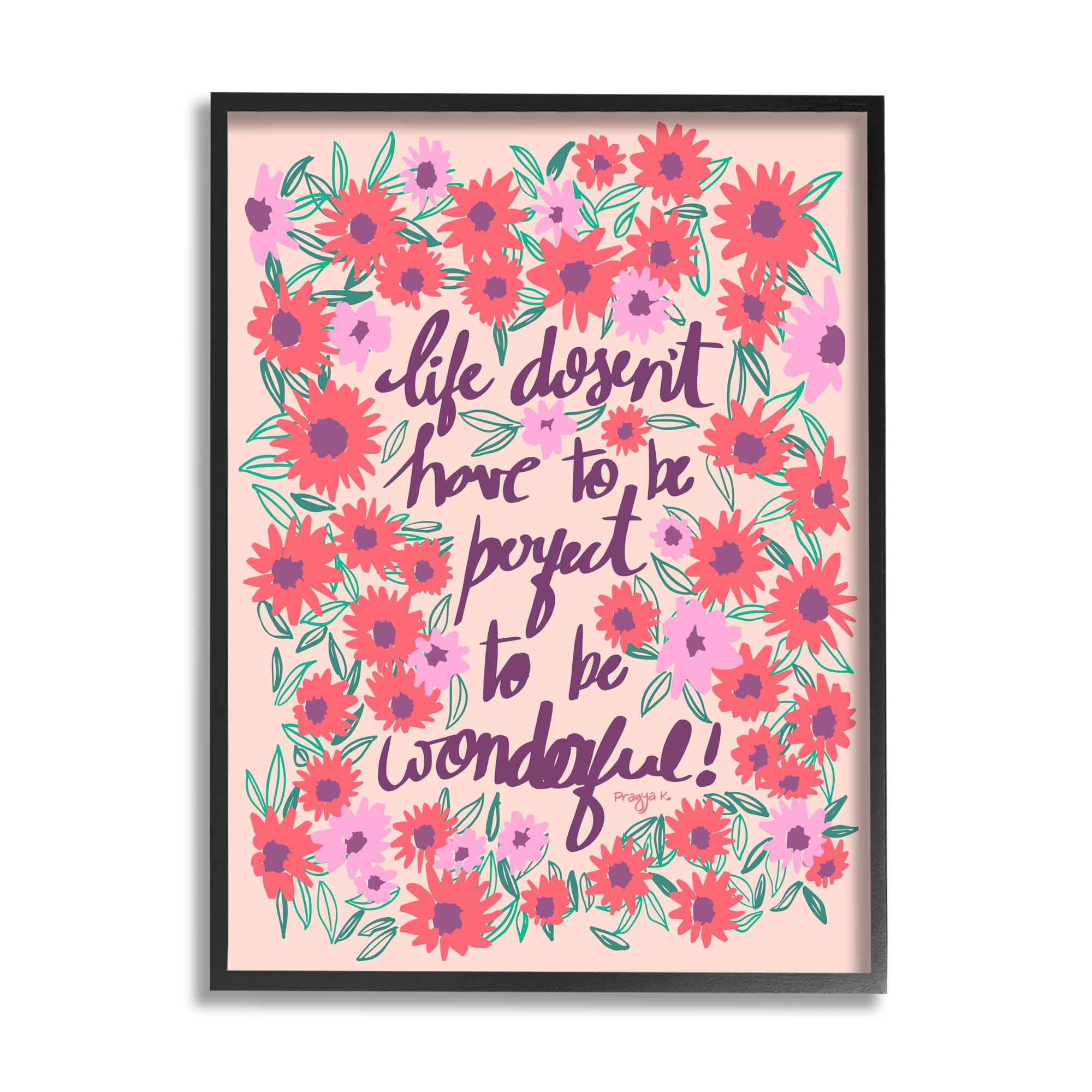 Stupell Industries Uplifting Floral Phrase Botanical & Floral Painting Black Framed Art Print Wall Art, 11 x 14