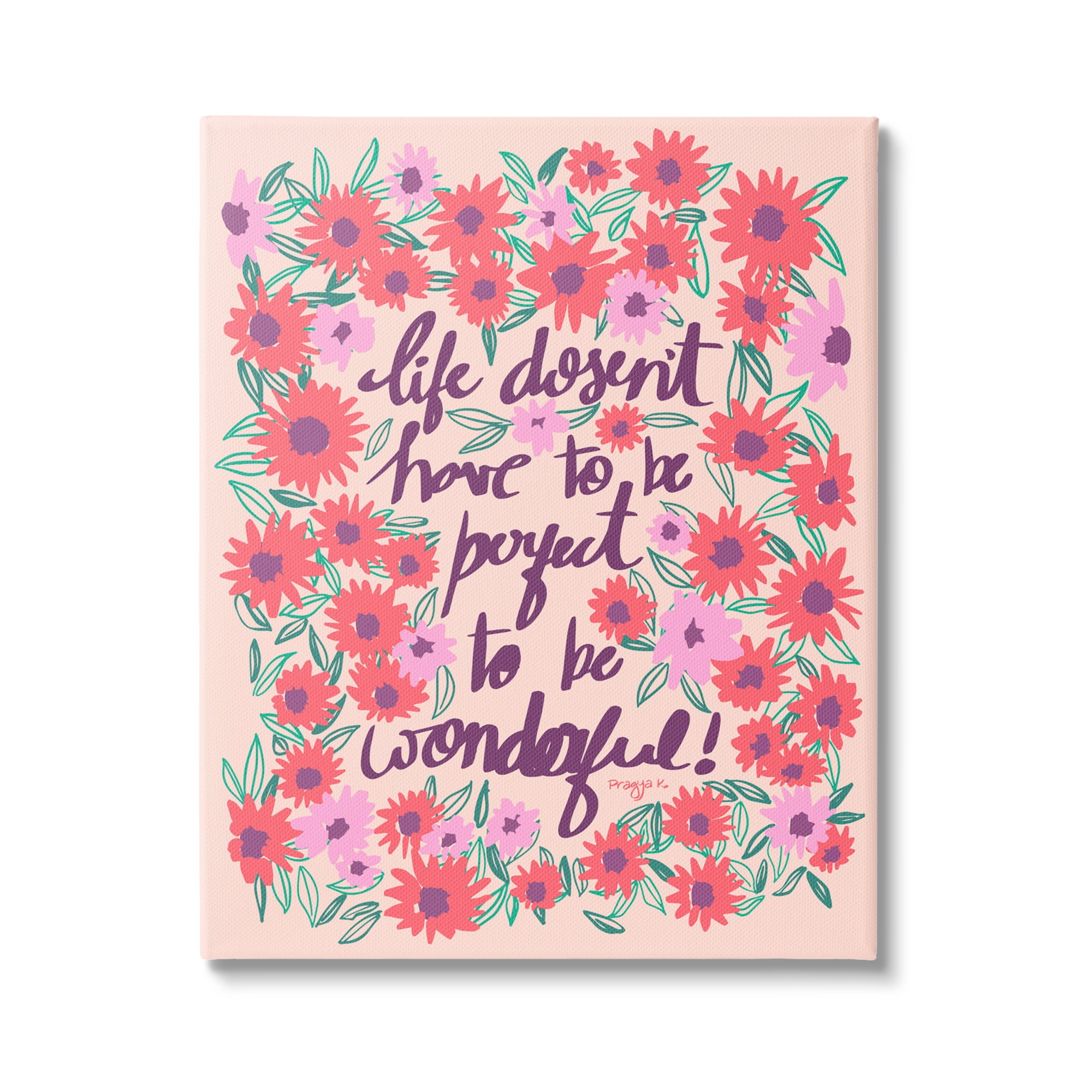 Stupell Industries Uplifting Floral Phrase Botanical & Floral Painting Gallery Wrapped Canvas Art Print Wall Art, 36 x 48