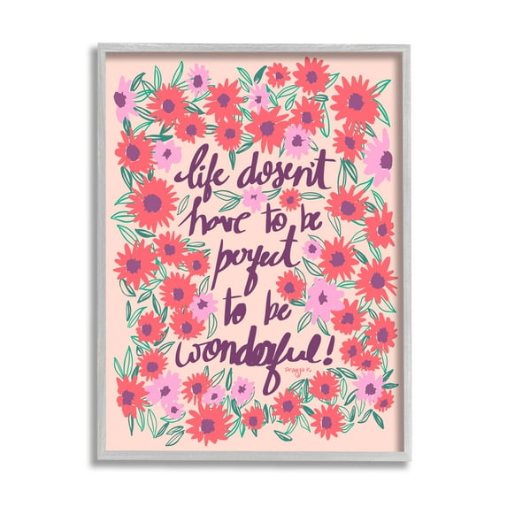 Stupell Industries Uplifting Floral Phrase Botanical & Floral Painting Gray Framed Art Print Wall Art, 16 x 20