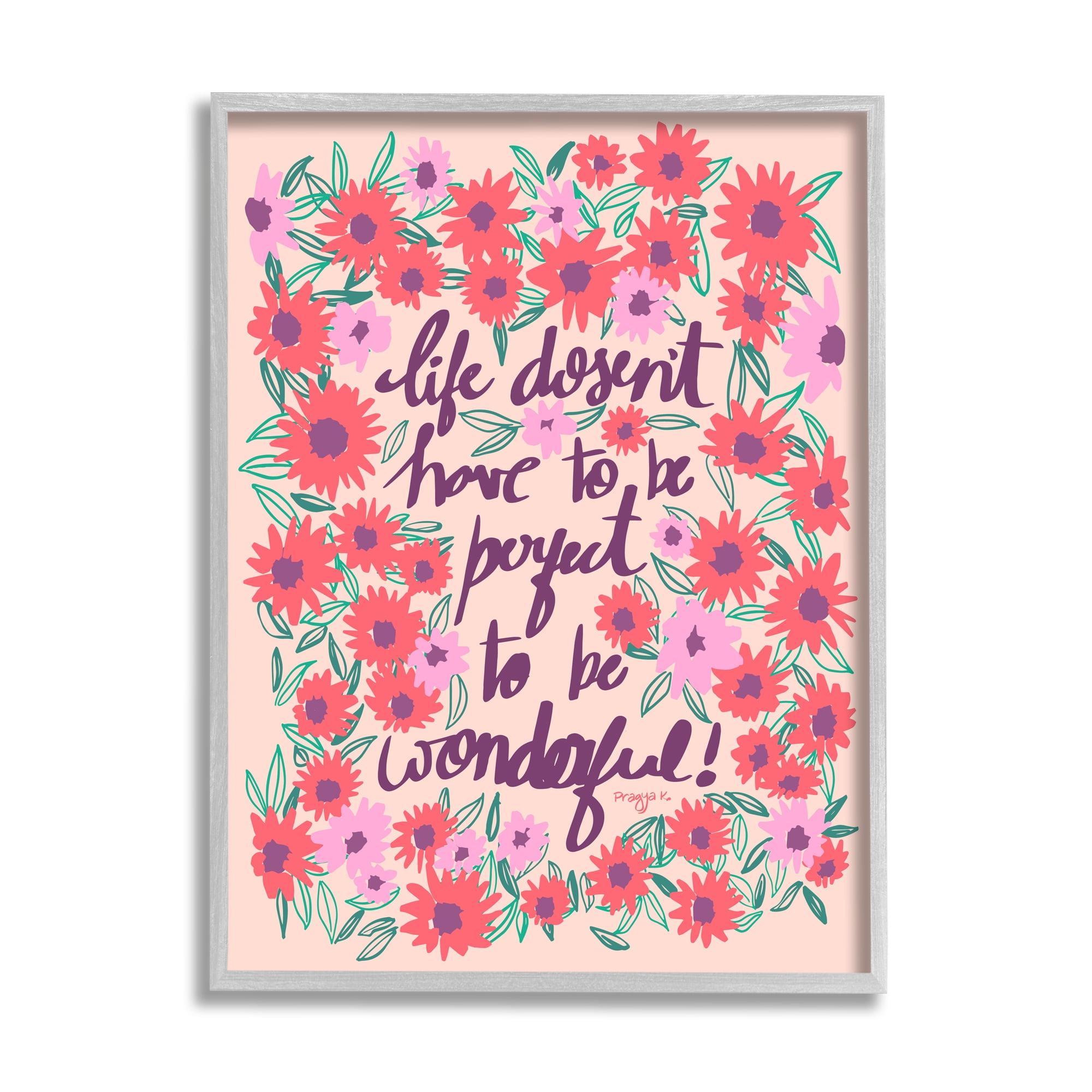 Stupell Industries Uplifting Floral Phrase Botanical & Floral Painting Gray Framed Art Print Wall Art, 24 x 30