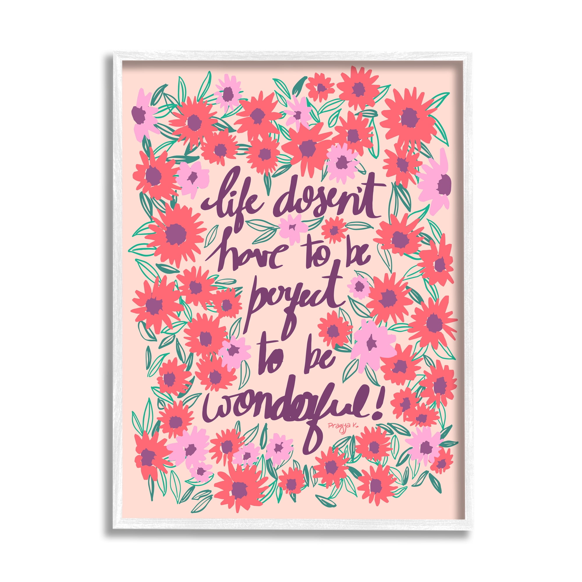 Stupell Industries Uplifting Floral Phrase Botanical & Floral Painting White Framed Art Print Wall Art, 24 x 30