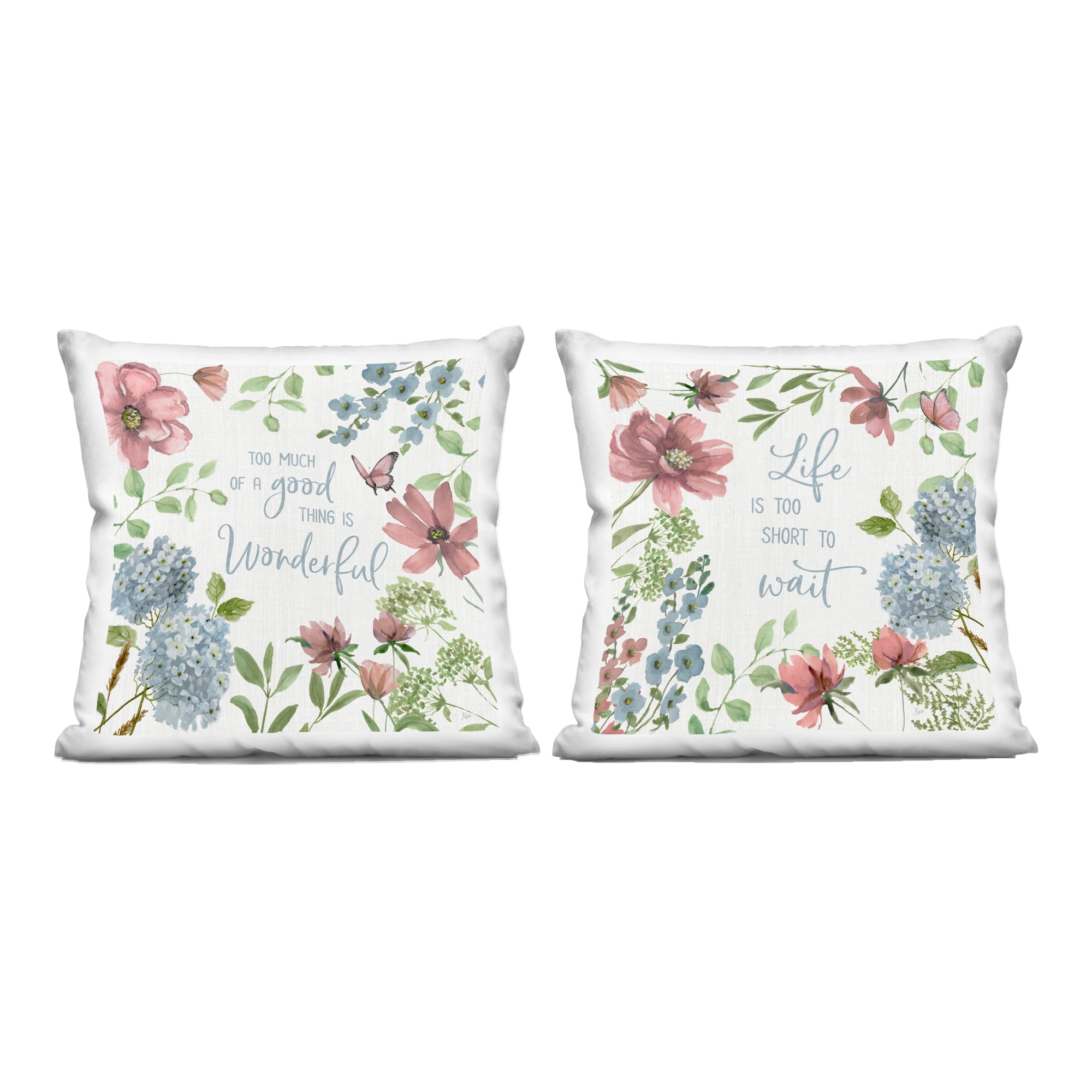 Stupell Industries Uplifting Floral Quotes 2 Piece Decorative Printed Throw Pillow Set, design by Nan, 18 x 7 x 18