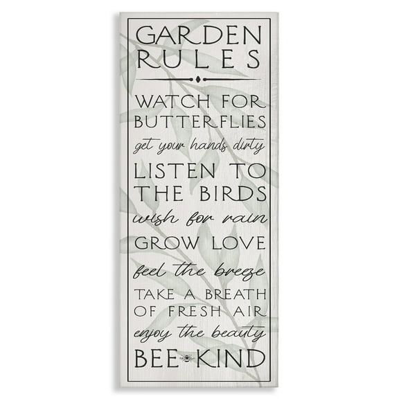 Stupell Industries Uplifting Garden Rules Quotes and Sayings Painting Wrapped Canvas Canvas Art Print Wall Art, 10 x 24
