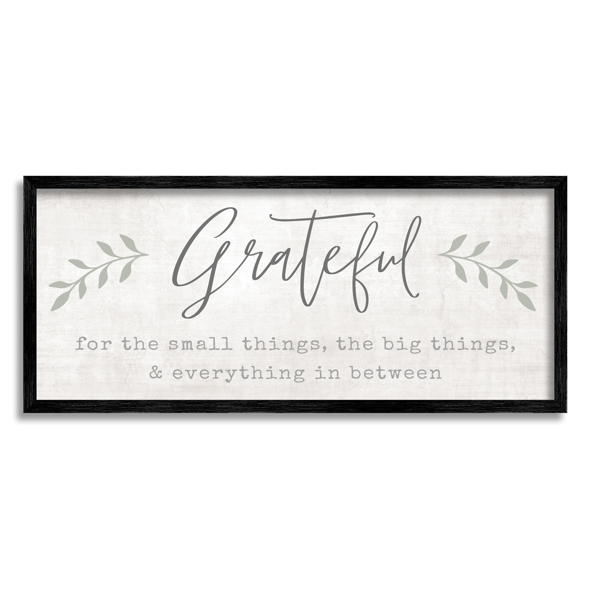 Stupell Industries Uplifting Gratitude Phrase Botanical Sprig Typography Graphic Art Black Framed Art Print Wall Art, Design by Natalie Carpentieri
