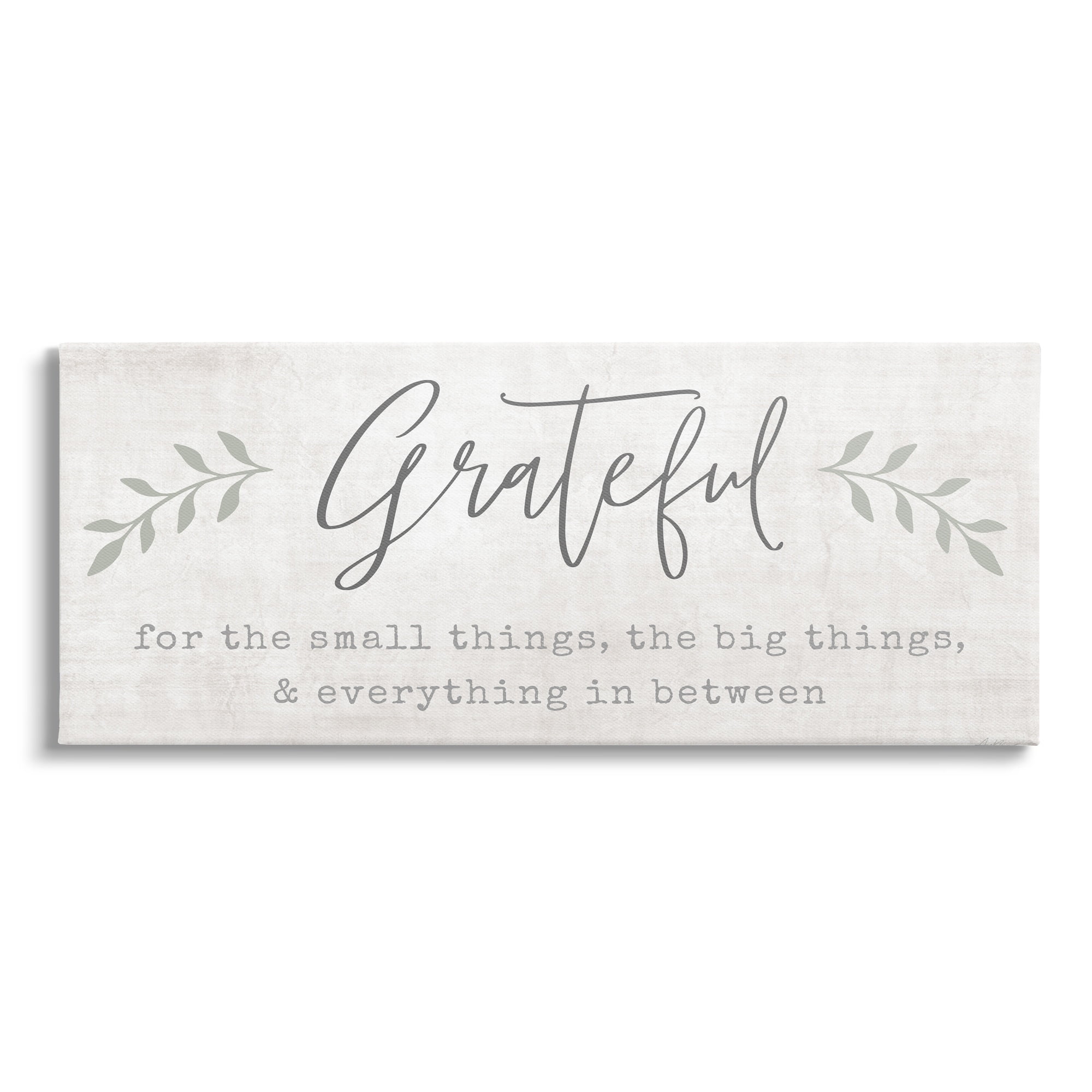 Stupell Industries Uplifting Gratitude Phrase Botanical Sprig Typography Graphic Art Gallery Wrapped Canvas Print Wall Art, Design by Natalie Carpentieri