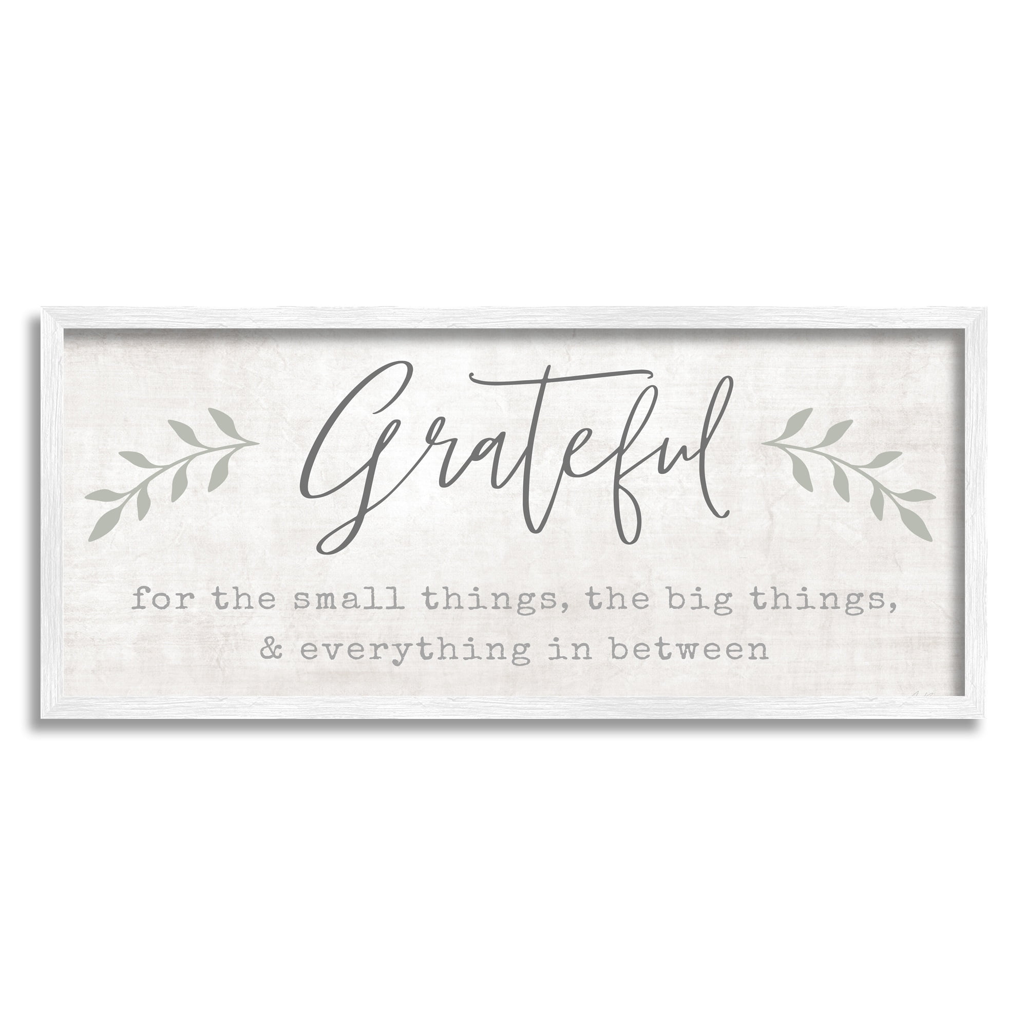 Stupell Industries Uplifting Gratitude Phrase Botanical Sprig Typography Graphic Art White Framed Art Print Wall Art, Design by Natalie Carpentieri