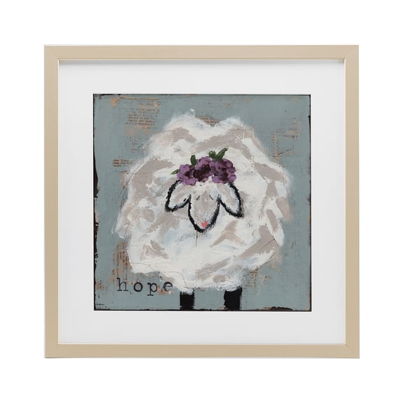 Stupell Industries Uplifting Hope Sheep Birch Framed Print Under Glass design by Cassandra Cushman, 16 x 16
