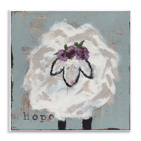 Stupell Industries Uplifting Hope Sheep Wall Plaque Art design by Cassandra Cushman, 12 x 12