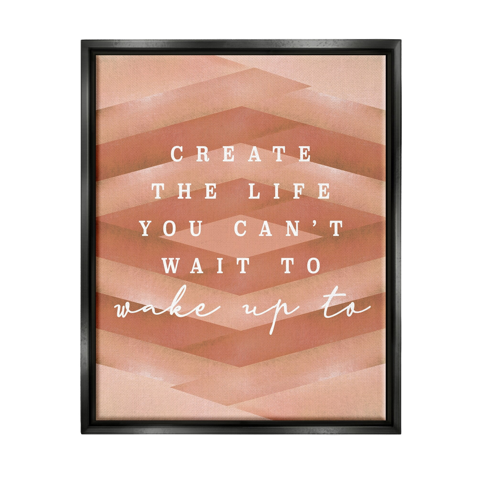 Stupell Industries Uplifting Inspirational Quote Geometric Stripes Design Jet Black Framed Floating Canvas Wall Art, 24x30, by Lil' Rue