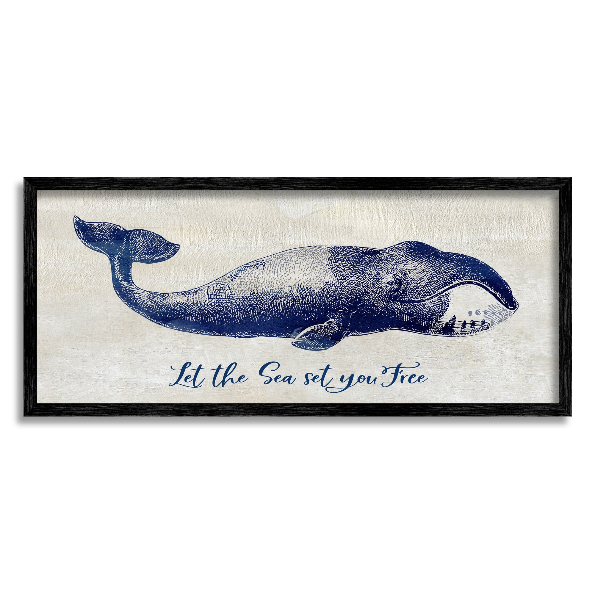 Stupell Industries Uplifting Nautical Sea Quote Detailed Whale Imagery Graphic Art Black Framed Art Print Wall Art, Design by Susan Jill