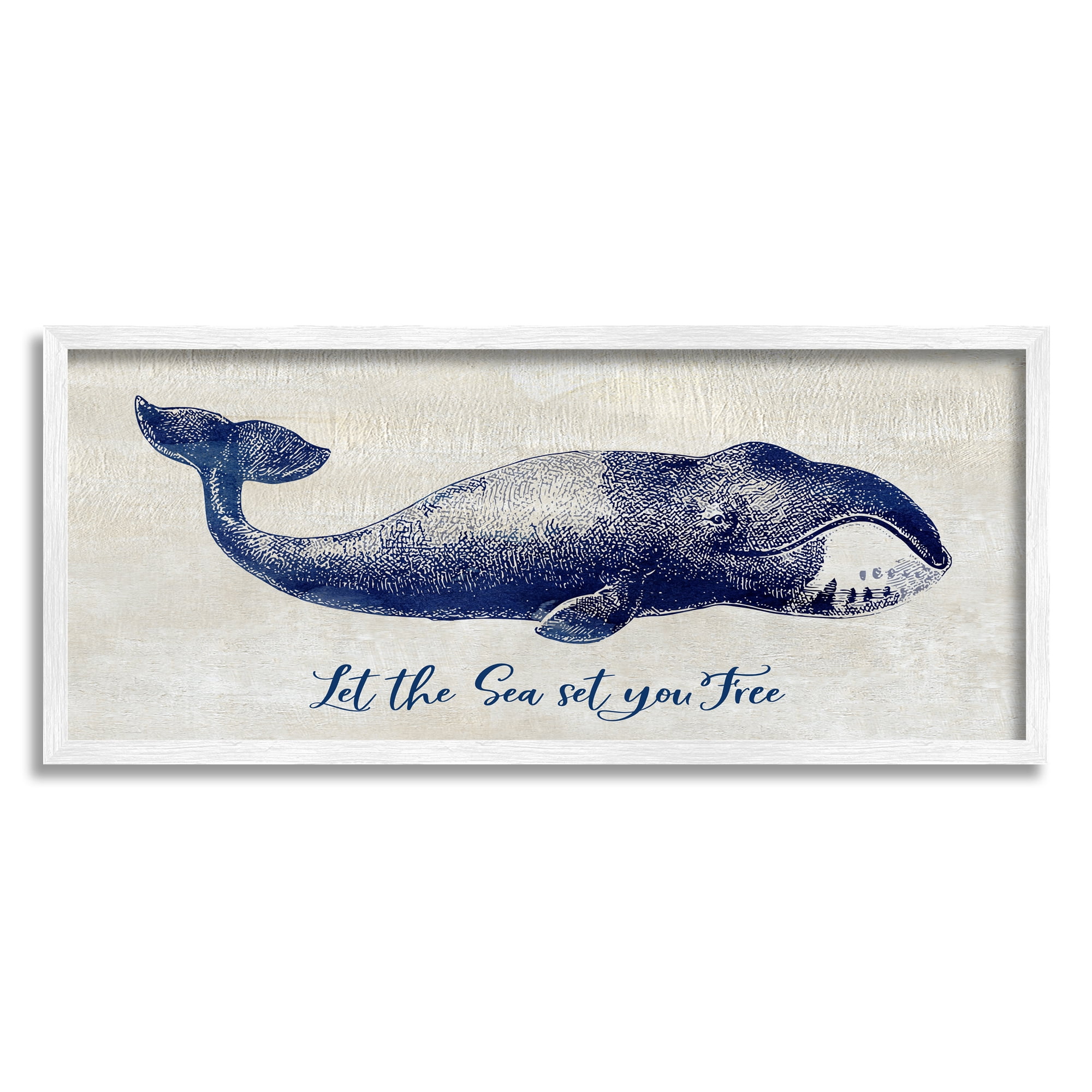 Stupell Industries Uplifting Nautical Sea Quote Detailed Whale Imagery Graphic Art White Framed Art Print Wall Art, Design by Susan Jill
