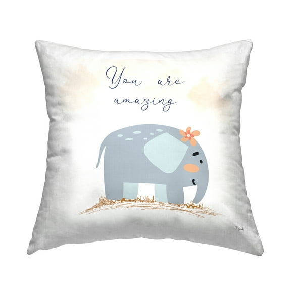 Stupell Industries Uplifting Nursery Elephant Decorative Printed Throw Pillow, 18 x 18