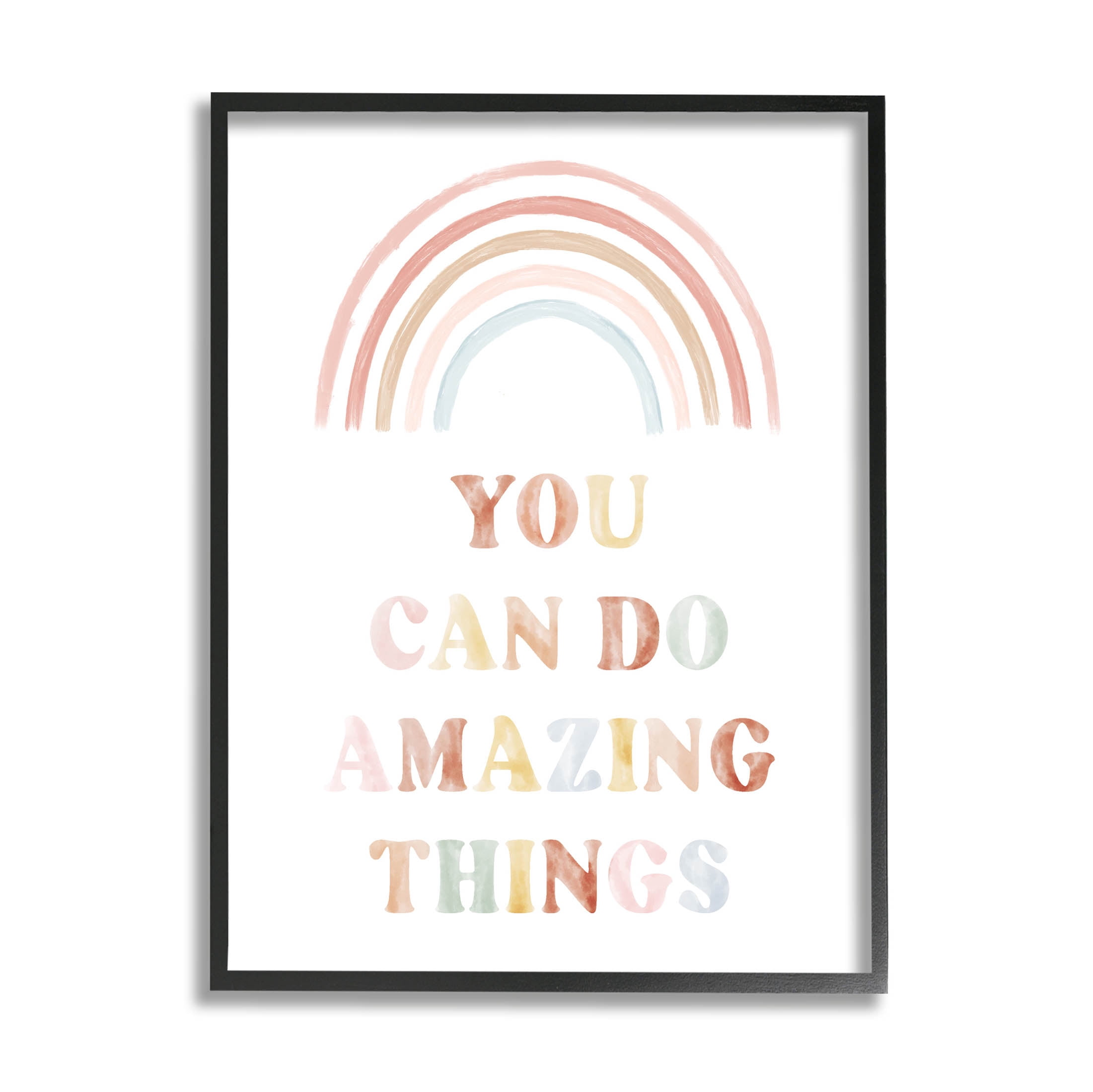Stupell Industries Uplifting Pastel Rainbow Quote Graphic Art Black Framed Art Print Wall Art, Design by Daphne Polselli