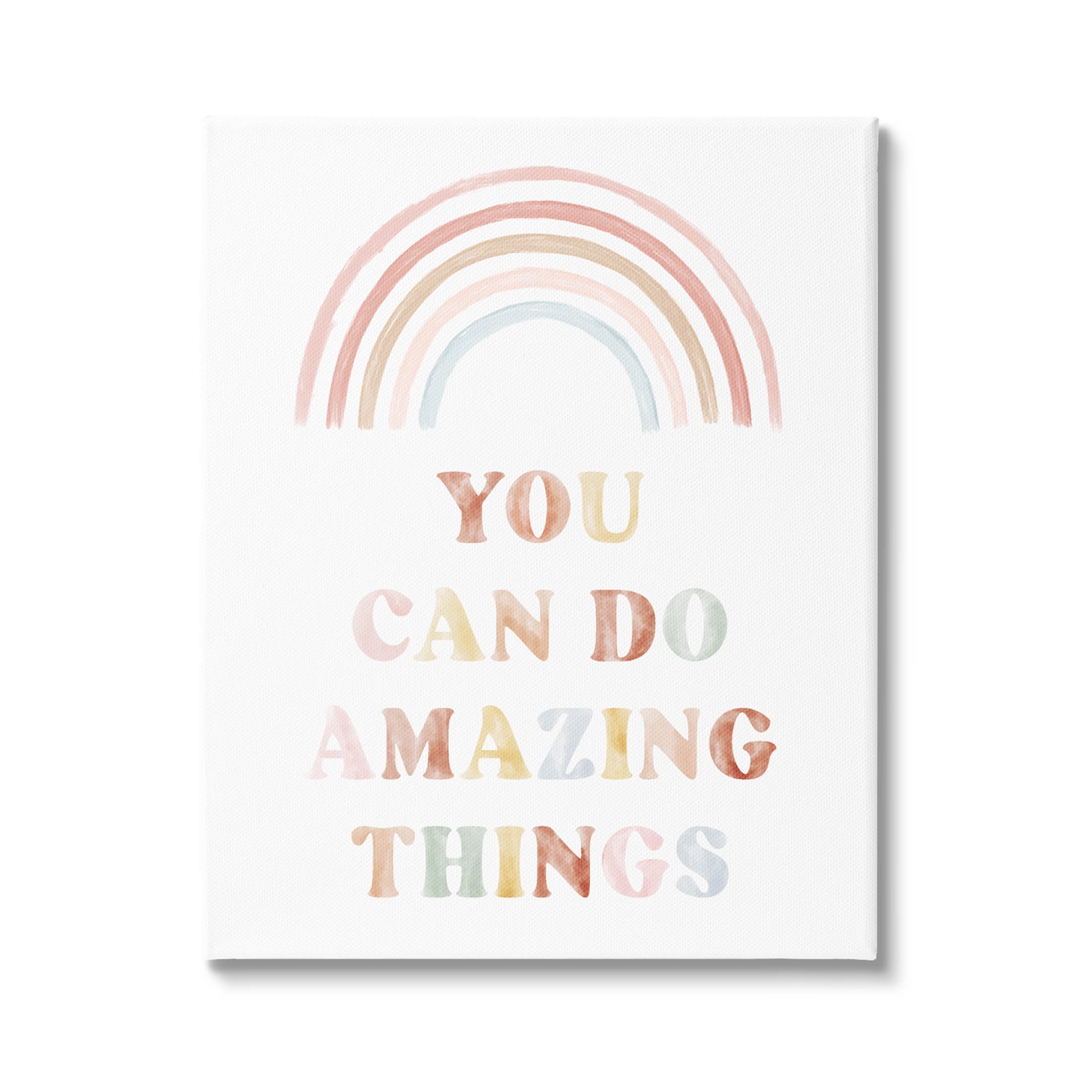 Stupell Industries Uplifting Pastel Rainbow Quote Graphic Art Gallery Wrapped Canvas Print Wall Art, Design by Daphne Polselli