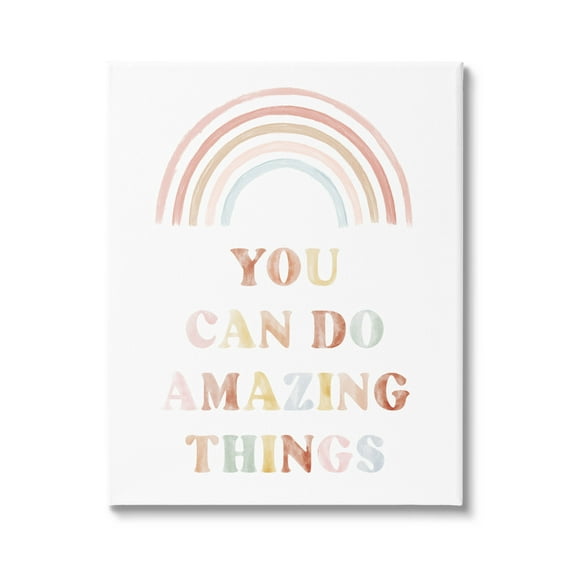 Stupell Industries Uplifting Pastel Rainbow Quote Graphic Art Gallery Wrapped Canvas Print Wall Art, Design by Daphne Polselli